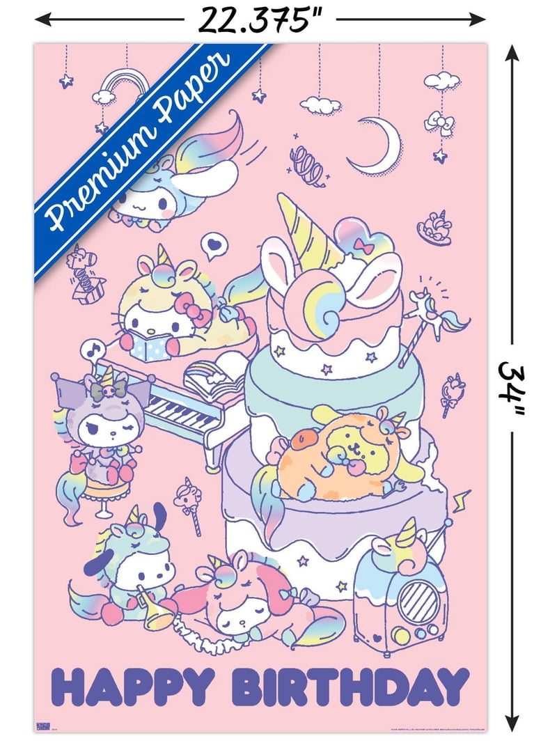 Hello Kitty and Friends - Happy Birthday Wall Poster, 22.375