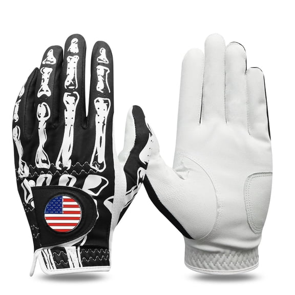 Golf Gloves Men Right Handed Golfer Left Hand with Ball Marker 1 Pack, Leather Premium Weathersof Grip Soft Mens Golf Glove, Size Small Medium ML Large XL