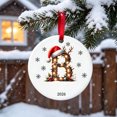thumbnail image 4 of Linnome 2026 Christmas Initial Letter Ornament Acrylic Alphabet Hanging Ornament With Santa Hat Design Letter Xmas Keepsake Personalized Christmas Tree Decoration Gift For Family Friends, 4 of 7