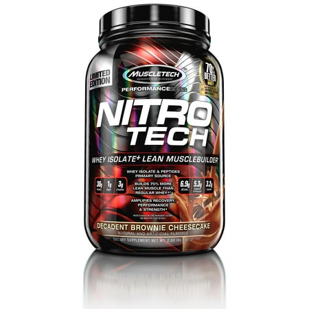 Protein Brownie - MuscleTech Nitro Tech Protein Powder, Decadent Brownie Cheesecake, 2 Lb