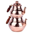 thumbnail image 6 of Copper Teapot for Loose Tea Double Tea Pot with Hand Chaining 2-qt. (1.9 L); 1.05-qt. (1 L) Copper Tea Kettle Tea Brewer Coffee Pot Teaware, 6 of 7