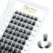 QUEWEL Cluster Lashes 72 Pcs Wide Stem Individual Lashes C/D Curl 8-16mm Length DIY Eyelash Extension False Eyelashes Natural02 Styles Soft for Personal Makeup Use at Home (Natural02-C-MIX8-16)