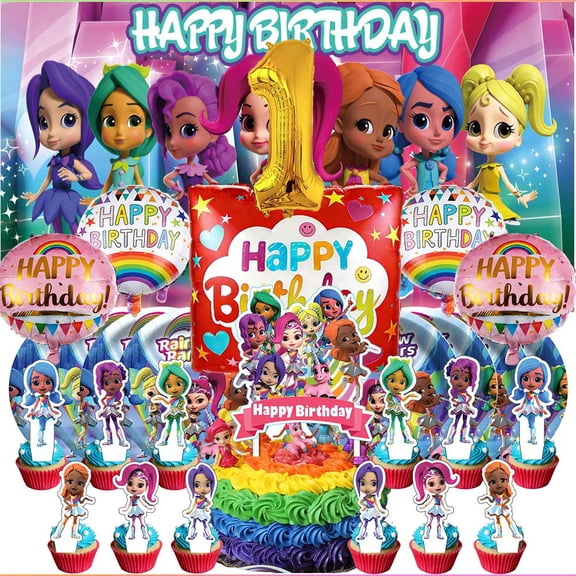 Rainbow Rangers 1st Tableware Balloons Cake Toppers Backdrop Banner Supplies Party Decor Plates Decorations