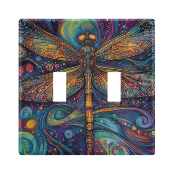 WOBOGO Weird Style Dragonfly 2-hole Switch Plates PC Flame Retardant Plastic Material Glossy Finish Smooth Touch 4.56x4.48x0.27in