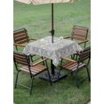 thumbnail image 4 of Outdoor Tablecloth with Umbrella Hole for Patio/Picnic/Party/Camping, Grey Paisley Boho Waterproof Table Cloth Square Cover Washable, Abstract Art Floral Aesthetic (54"x 54"), 4 of 9