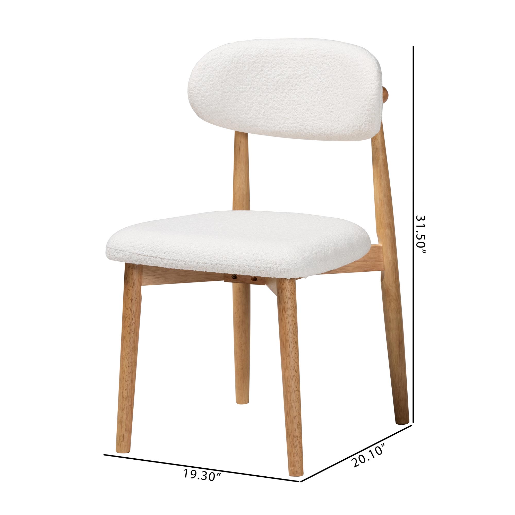 Baxton Studio Wattsu Scandinavian Dining Chair, Set of 2, White