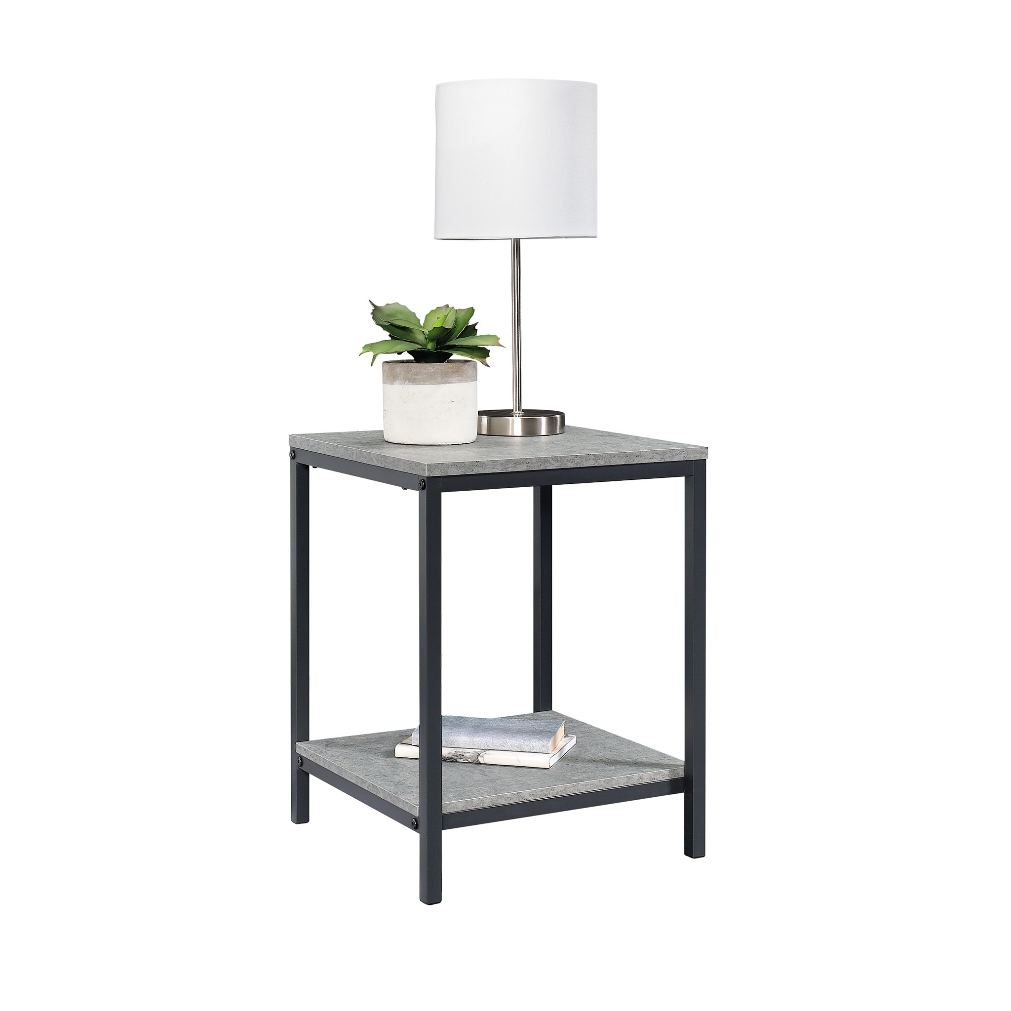 Curiod Square Metal Frame End Table, Faux Concrete Finish - image 5 of 9