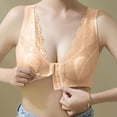 thumbnail image 4 of JGTDBPO Front Closure Bras For Women Plus Size Comfortable Full Coverage Bras Lace Front Snap Bras Post Surgery Vest Breathable Gathering Front Opening Buckle Bra Wireless Minimizer Bra Everyday Bra, 4 of 7