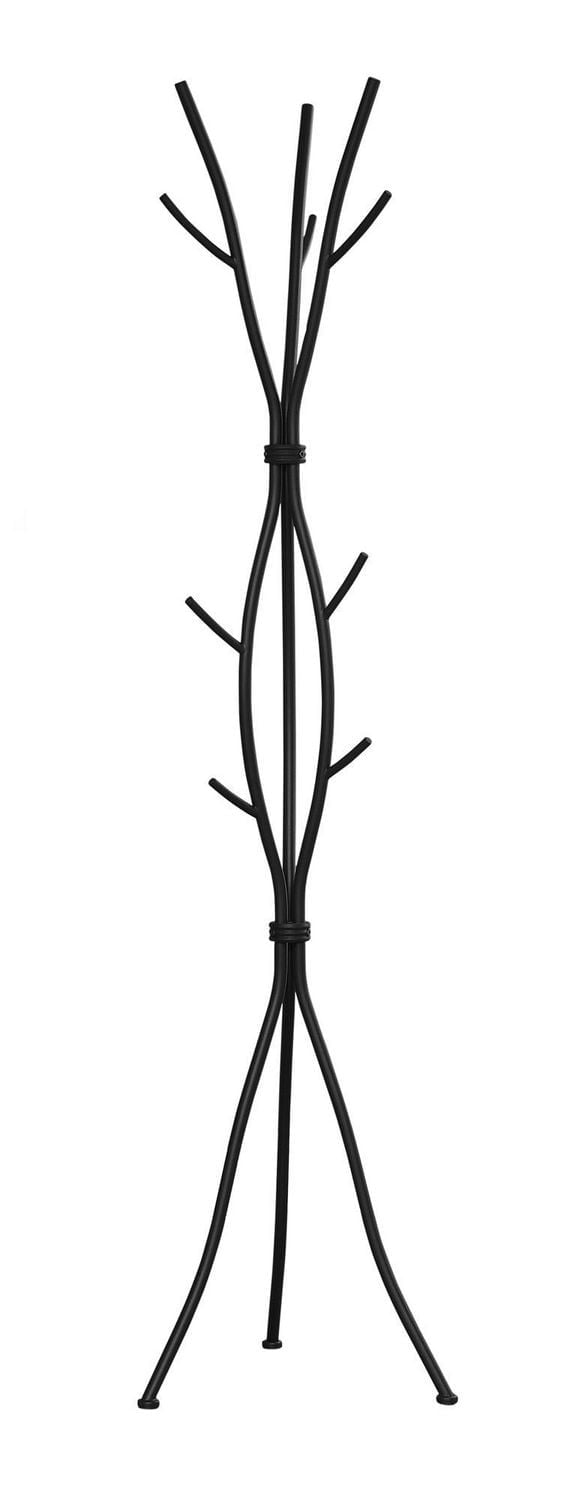 Monarch Specialties Coat Rack, Hall Tree, Free Standing, 11 Hooks, Entryway, 74"h, Bedroom, Metal, Black, Contemporary, Modern
