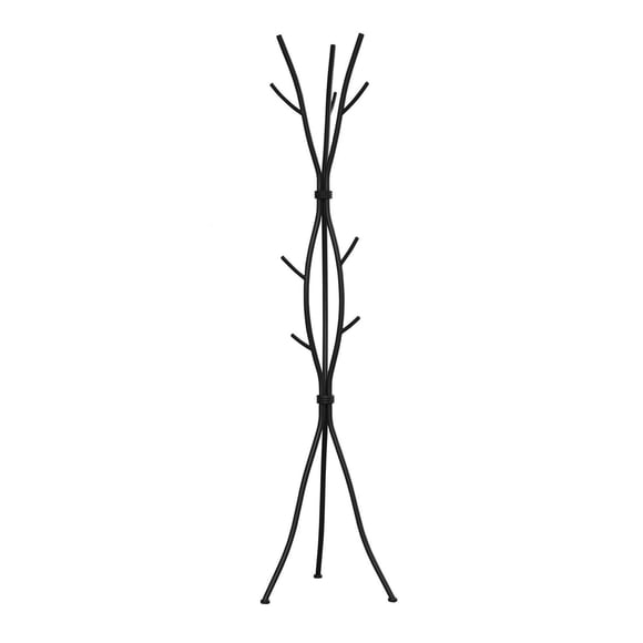 Monarch Specialties Coat Rack, Hall Tree, Free Standing, 11 Hooks, Entryway, 74"h, Bedroom, Metal, Black, Contemporary, Modern
