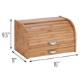 HoneyCanDo Classic Bamboo Roll Top 16" Bread Box with Drawer, Natural