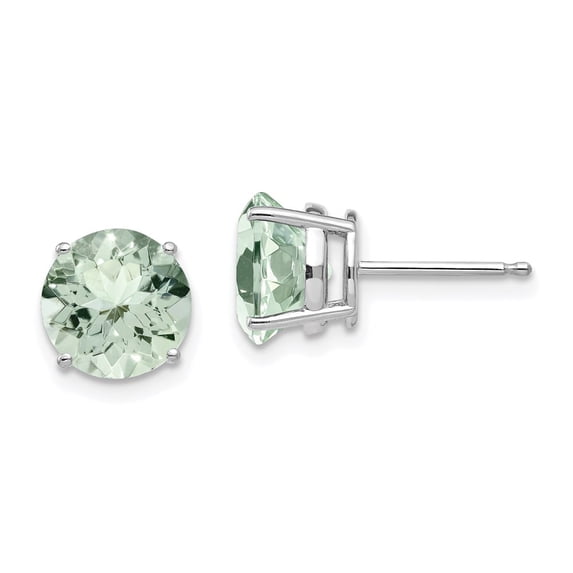 14k White Gold 8mm Round Green Quartz Earrings