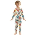 thumbnail image 6 of FORMRS Long Sleeve Top and Pants Pajama Set for Niños 2-Piece Sleepwear, Sizes 18M-8Y, Vibrant Japanese Flowers, 6 of 6