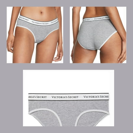 Victoria s Secret Logo Cotton Hiphugger Panty in Medium Heather Gray - Ladies Small