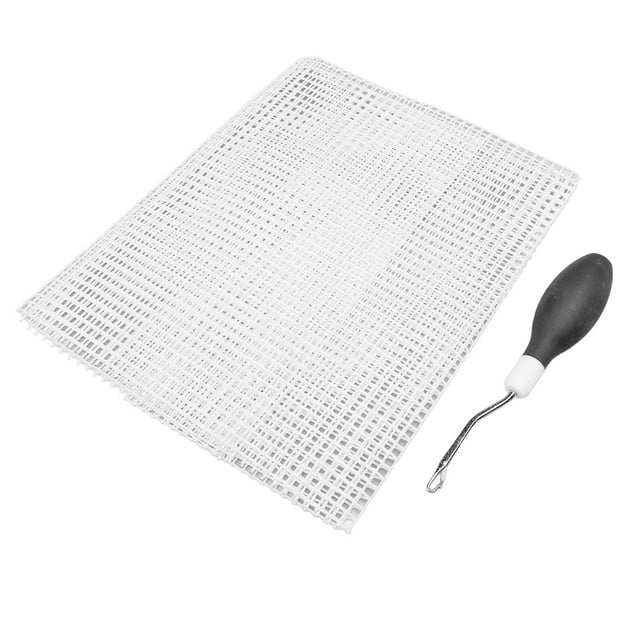 Metal Latch Hook Tool with Rubber Handle, Mesh Fabric for Rug Making, MultiUse Crochet Needle Kit for Personalized Crafts
