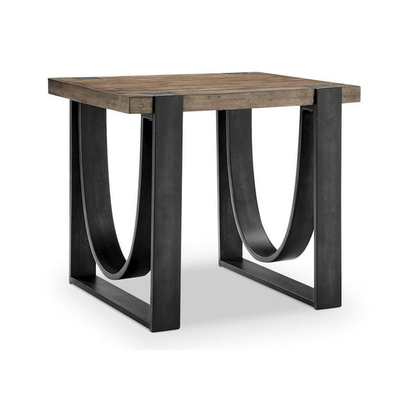 Magnussen Home Bowden Rustic Honey And Distressed Iron Rectangular End Table