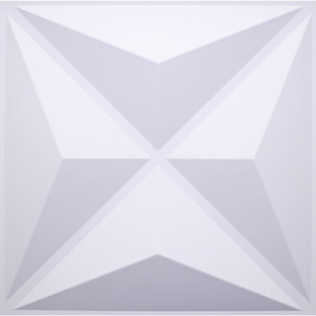 Dundee Deco 3D Wall Panels - Modern Diamond Paintable White PVC Wall Paneling for Interior Wall Decor, Pack of 10, Covers 26.9 sq. ft
