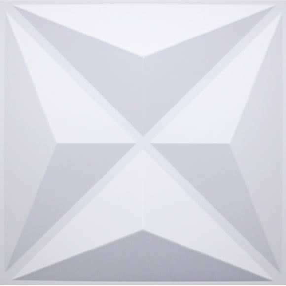 Dundee Deco 3D Wall Panels - Modern Diamond Paintable White PVC Wall Paneling for Interior Wall Decor, Pack of 10, Covers 26.9 sq. ft