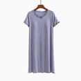 thumbnail image 2 of Tnhcen Women's Plus Size Modal Sleep Dress - Bowknot Crewneck Built-in Bra Pads Wrinkled Edge Short Sleeve Pajama Dress (M-2XL) for Soft Casual Loungewear, 2 of 4