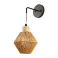 thumbnail image 2 of Rattan Wall Light Wall Mount Lamp Rattan Wall Sconce for Hallway Living Room, 2 of 8