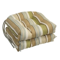 Blazing Needles 16-inch Rounded Back Tufted Outdoor Chair Cushion, 16 x 16, Mcshetla Hazel 2 Count