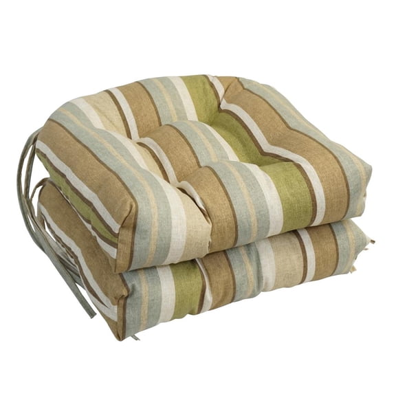 Blazing Needles 16-inch Rounded Back Tufted Outdoor Chair Cushion, 16 x 16, Mcshetla Hazel 2 Count