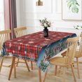 thumbnail image 5 of Duangreer Retro Red Christmas Rectangle Tablecloth, Cartoon Snowman Snowhouse Print Table Cover with Waterproof Wrinkle Resistant for Party Decorations, 60 x 84 Inch, 5 of 6