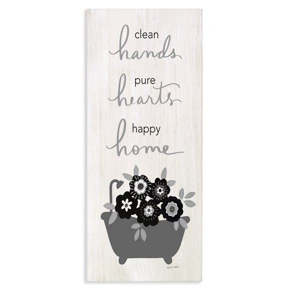 Stupell Industries Shabby Chic Clean Hands Pure Hearts Floral Bathroom Canvas Art, 17 x 40, by Annie LaPoint