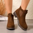 thumbnail image 2 of Chelsea Boots for Women Ankle Almond Toe Low Block Heel Buckle Strap Elastic Side Booties 43, 2 of 5