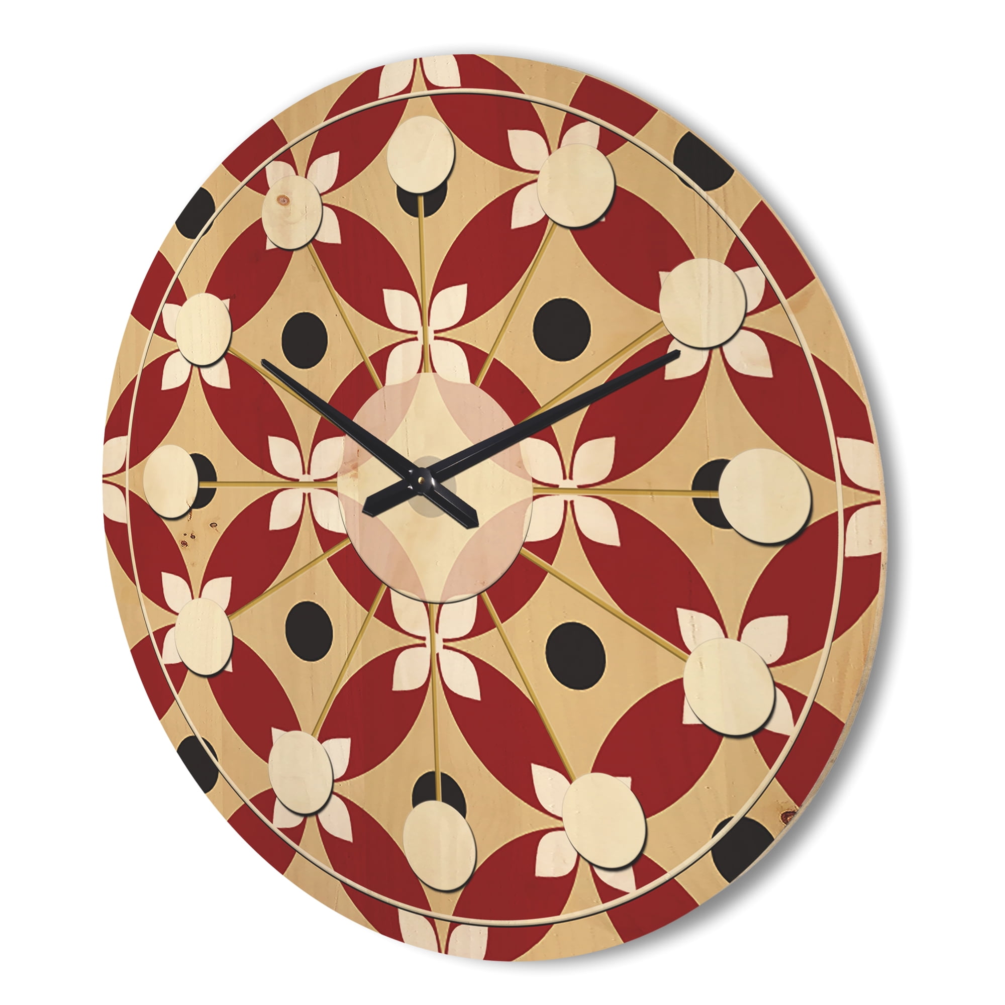 Designart 'Abstract Retro Pattern Design XXII' Mid-Century Modern Wood Wall Clock