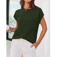thumbnail image 5 of Merokeety Womens Summer Floral Knit Short Sleeve Loose Sweater Vest ArmyGreen l, 5 of 6