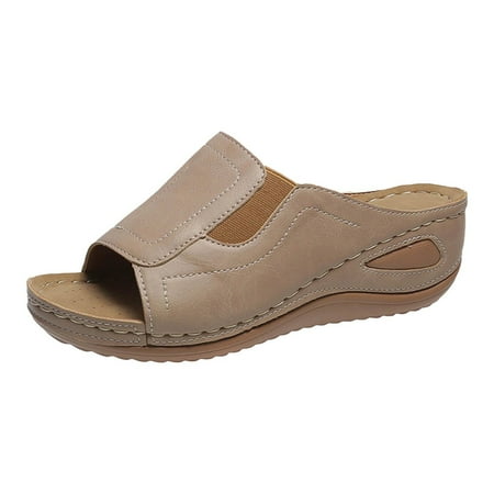 

CYMMPU Women s Slippers Women s New Wedge High Heel Fish Mouth Stitched Sandals