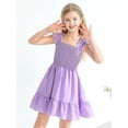 thumbnail image 4 of GYRATEDREAM Girls Dress Smocked Elastic Sundress Ruffle Sleeveless Dress Summer Beach Casual Dresses 6-13 Years, 4 of 9