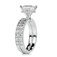 thumbnail image 2 of Bella Jewel Wedding Ring - 14K White Gold Plated Ring - 1.9 Ct Princess Cut Lab Created Simulated Diamond - Solitaire with Accent Diamond Ring for Her - Eternity Diamond Ring for Women's, 2 of 3
