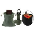 thumbnail image 2 of Foldable Drawstring Bag Pouch with Drawstring & Buckle Belt Leather Tool for Camping Treasures Beachcombing Hike , Green, 2 of 6