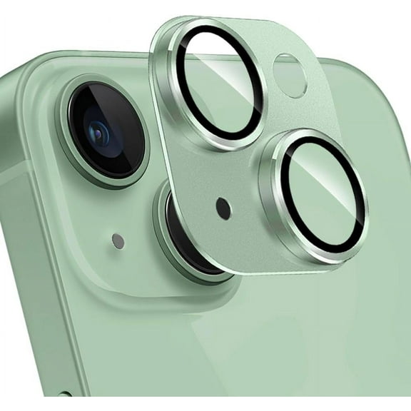 for iPhone 15 /iPhone 15 Plus Camera Lens Protector, Strong Adhesion Aluminum alloy & Sapphire Glass material 9H Tempered Glass Camera Cover screen Metal Ring Case(Green)