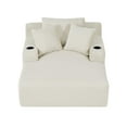 thumbnail image 6 of Aukfa Oversized Chaise Lounge Chair Indoor, 66" Boneless Sofa Couch with Cup Holders and 3Pillows for Living Room, Beige, 6 of 8