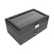 thumbnail image 3 of Caja de almacenamiento para exhibición de relojes, organizador de caja de almacenamiento para exhibición de joyas de 2 niveles y 24 ranuras con tapa transparente para hombres y mujeres, 3 of 5