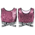thumbnail image 5 of dPois Kids Girls Sparkle Sequin Hip Hop Dance Top Vest Crisscross Back Sleeveless Metallic Jazz Tank Pink 6, 5 of 6