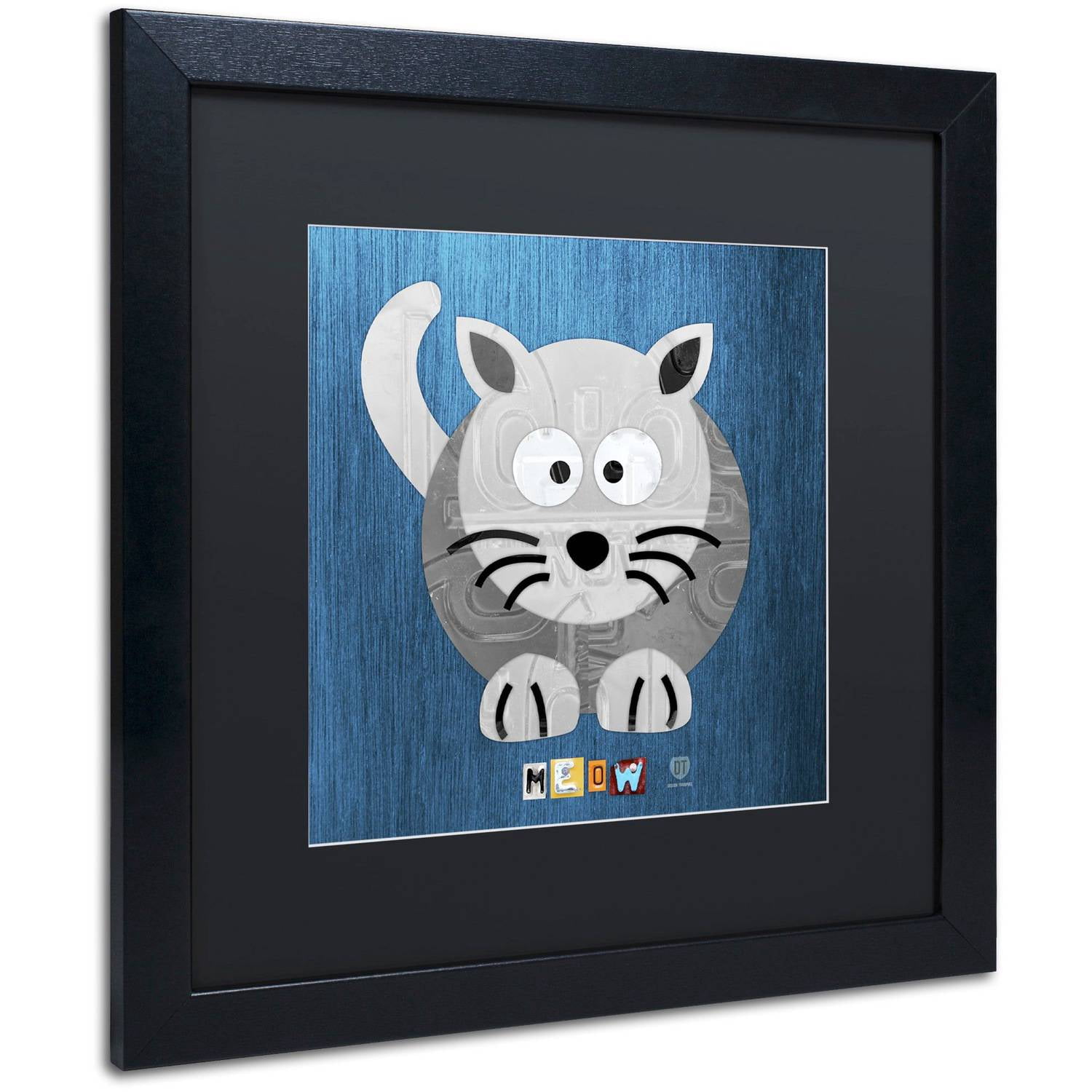Trademark Fine Art 'Meow The Cat' Canvas Art by Design Turnpike, Black Matte, Black Frame
