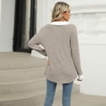 thumbnail image 5 of SWSMCLT Women's Long Sleeve Pullover Sweater Soft Pullover Loose Spring Spandex Top Warm Fashion Casual V Neck Cozy Work Khaki Large, 5 of 5