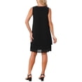 thumbnail image 3 of INSPIRE CHIC Women's Chiffon Dresses Sleeveless Floral Print Crewneck Tiered Layered Flowy Dress Party Wedding Outfits M Solid Black, 3 of 6