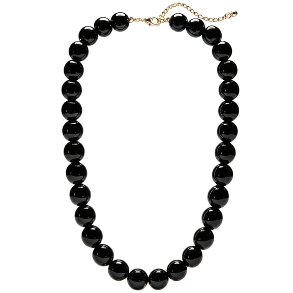 Black Beads Necklace for Women Men Gothic Chunky Choker Boho