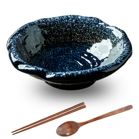 

Qeeadeea Ramen Bowl With Chopsticks And Ramen Spoons Ramen Bowl Set For 1 Person Udon Noodle Bowl Pho Bowls And Spoons Set-blue
