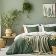 thumbnail image 1 of Housse de Couette Shabby Chic Verte Grand Aspect Lin Texturé Doux Prélavé, 1 of 9
