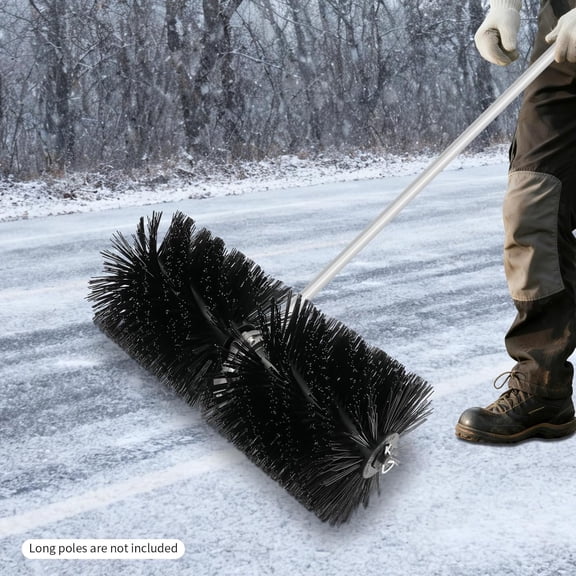 21.6 in Broom Head Replacement, Gas Power Sweeper Broom Attachment, Heavy-Duty Rolling Bristle Brush Head Outdoor Commercial for Driveway Turf Courtyard Garage Grass Snow Clean