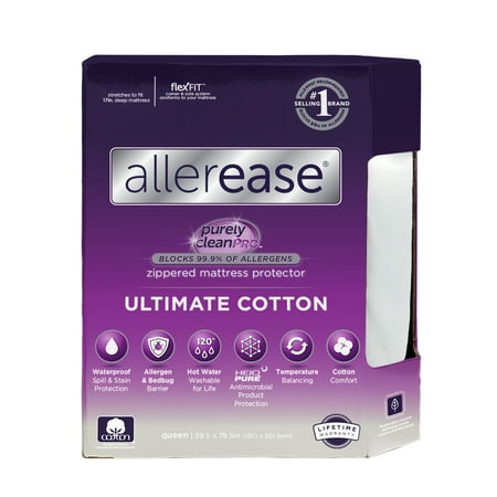 Allerease Ultimate Cotton Allergy Relief Zippered Mattress Protector  California King