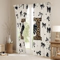 thumbnail image 3 of Feelyou Initial H Out Curtains, Bow Cheetah Leopard Print Curtains Pack of 2 (42x63 Each), 3 of 6