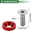 thumbnail image 3 of Unique Bargains Universal Car Modification M6 Gasket Bolt License Plate Frame Screw M6x1.0 Aluminium Alloy Red 1 Set, 3 of 6