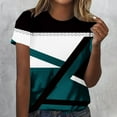 thumbnail image 2 of Tops Cortos para las Mujeres, Estampado Cuello Redondo Camiseta de Manga Corta, Moda Casual Blusa de Poliéster Ligero, 2 of 8